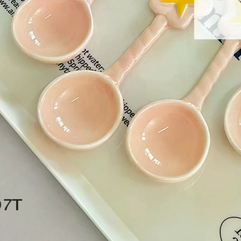 Star Ceramic Spoon Pink Magical Girl Heart Dessert Coffee Spoon Cartoon Rice Spoon