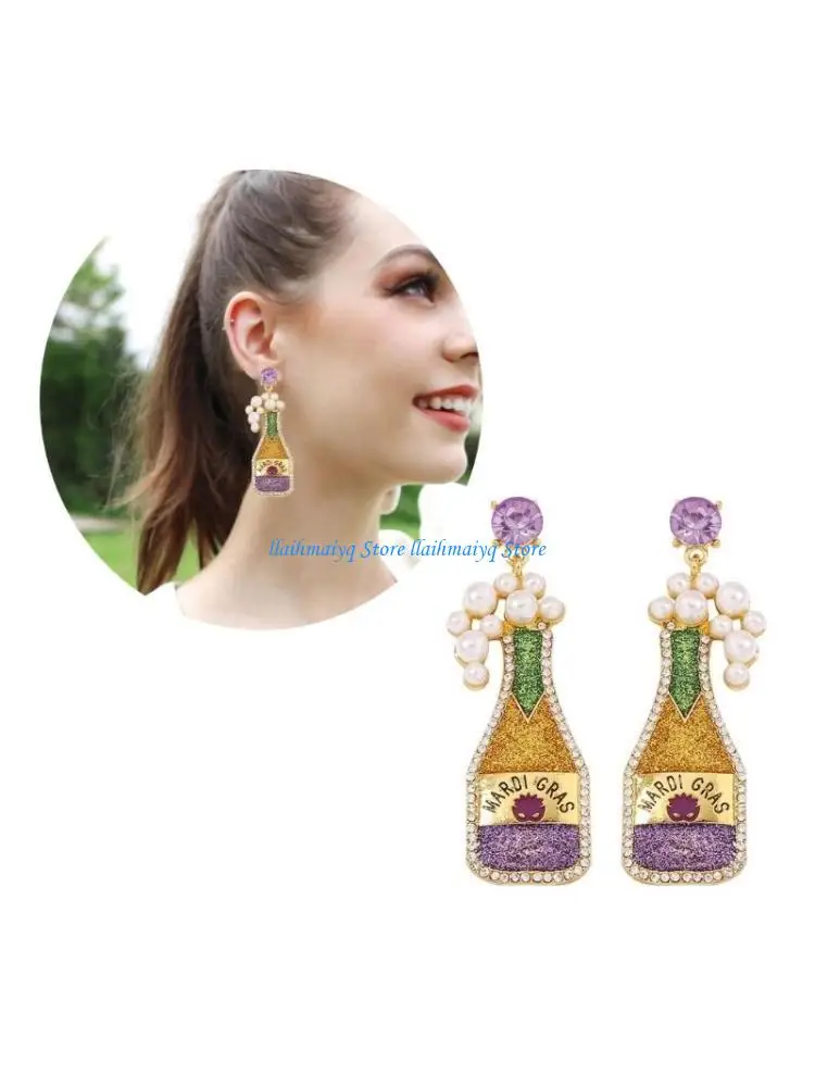 

573B Stylish Champagne Earrings for Women, Karneval Gift Party Celebration