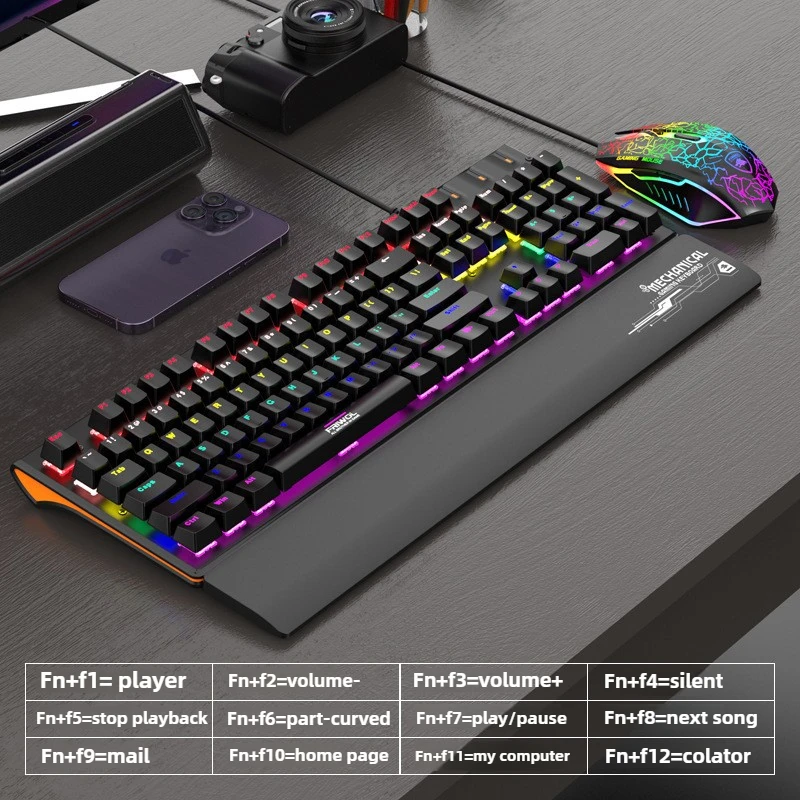 XT10 لوحة مفاتيح كمبيوتر سلكية مريحة ملونة RGB مسند المعصم لوحات مفاتيح الألعاب الميكانيكية مع مسند راحة اليد لأجهزة الكمبيوتر المحمول وسطح المكتب