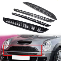 Front Bumper Grille Upper + Lower Mesh Grill 2Pcs For BMW Mini Cooper S R50 R52 R53 2001-2006 ABS Carbon Fiber/Gloss Black