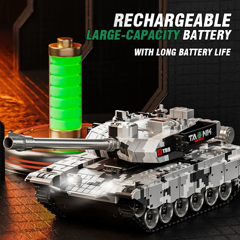 13Ch 2.4G Rc Tank Vehicle Can Phone App Remote Controlled Children\'s Electric Launch Track Car Simulation T90 Model Tanks Toys