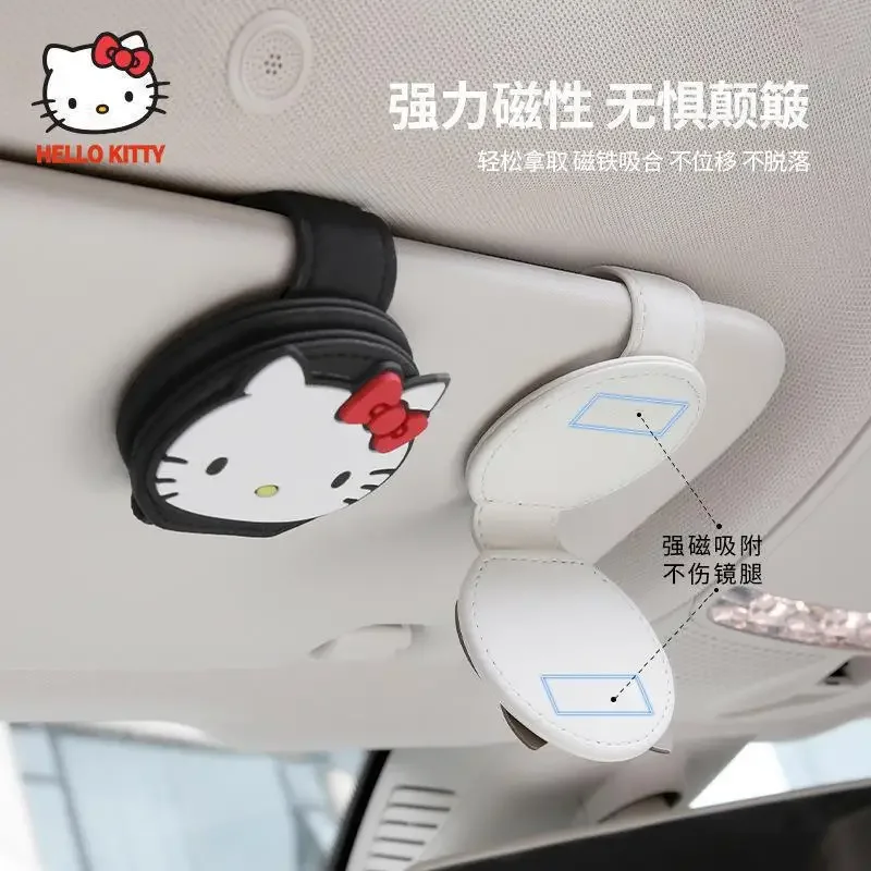 

Fashion Hello Kitty Anime Kawaii Sanrio Car Sunshade Sunglasses Clip Cute Cartoon Kt Cat Storage Glasses Decoration Gifts Toys