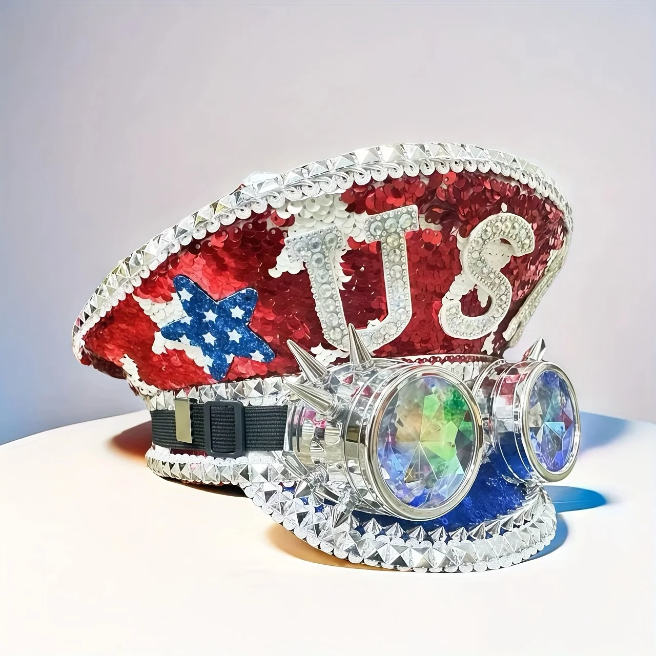 Steampunk Festival Captain Hat Rhinestone Goggles Unisex Adult Sequin Anime Accessories Music Festival Cosplay Cap