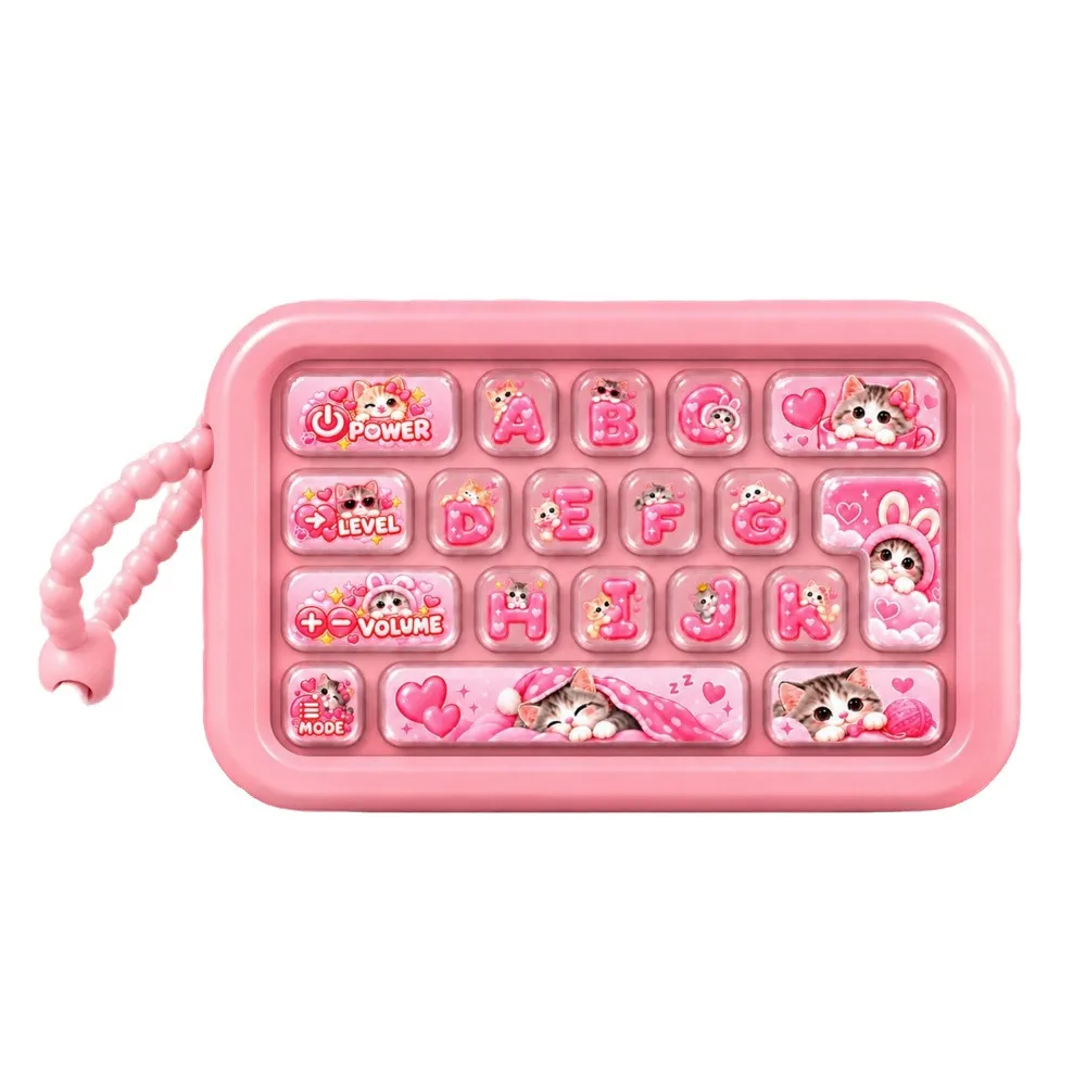 Electronic Quick Push Keyboard Keychain Stress Relief Fingertip Reaction Training Electronic Challenge Game With Lights