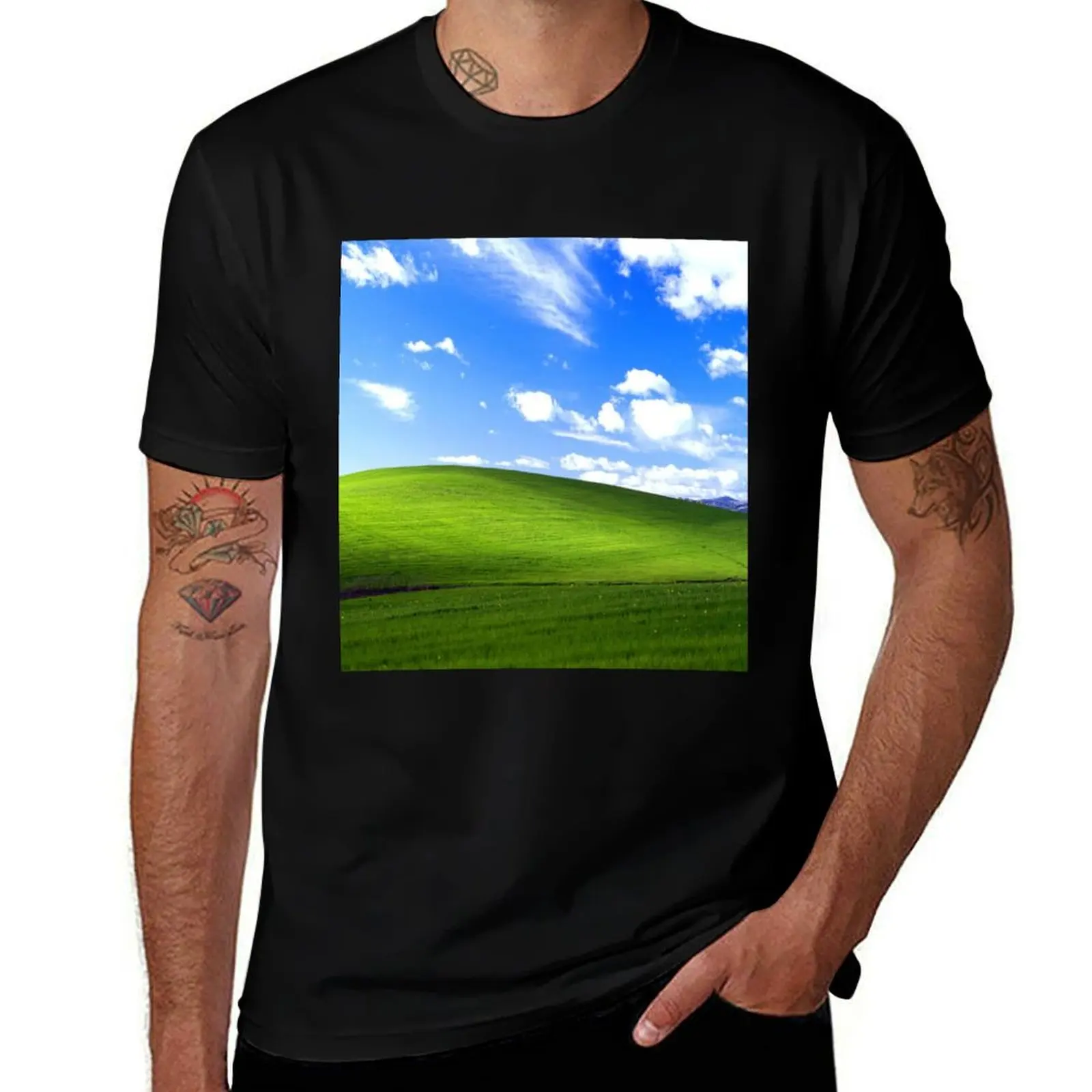 

Windows XP Background T-Shirt man clothes Aesthetic clothing quick drying custom t shirt mens vintage t shirts