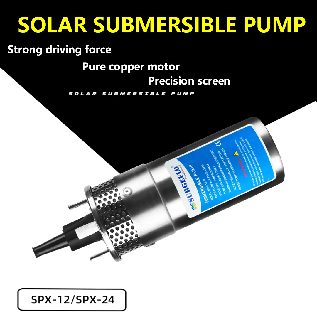 

DC 12V/24V Electric Mini Water Pump 8/12L Flow Stainless Steel Solar Submersible Pump Outdoor High Head 70M Deep Well Pump