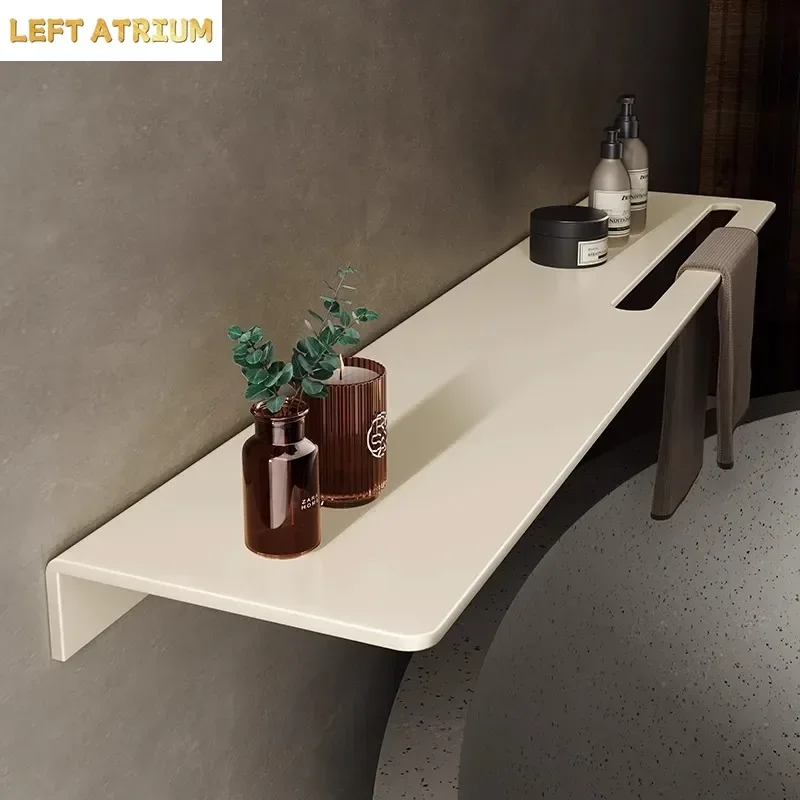 Cream white, no punching, bathroom towel rack, space aluminum bathroom shower storage, bathroom tray shelf