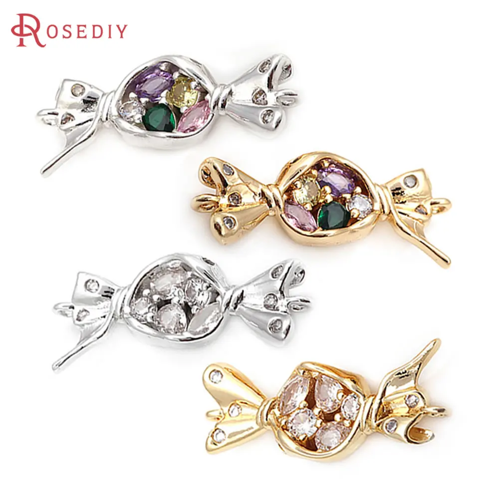 6PCS Brass Zircon 2 Holes Candy Connect Charms Pendants High Quality Necklace Diy Jewelry Accessories Rosediy official-website