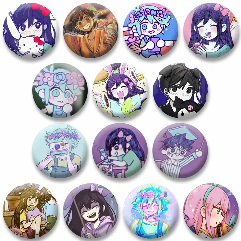 Creative Game Omori Round Brooches Cartoon SUNNY MARI Pins Punk Button Badges on Bag Clothes Decor Jewelry Gift for Kids Friends