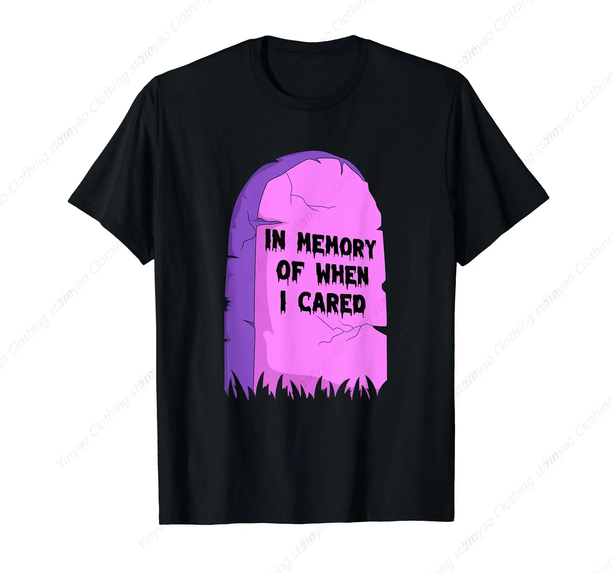 Satirical tombstone gothic cool street men's and women's T-shirts fashionable casual men's shirts cotton men's clothes