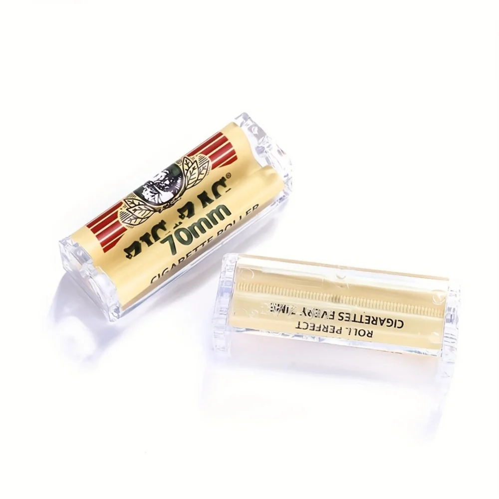 1 Piece 70mm Portable Brown Cigarette Roller with Elderly Pattern, Portable Manual Filler