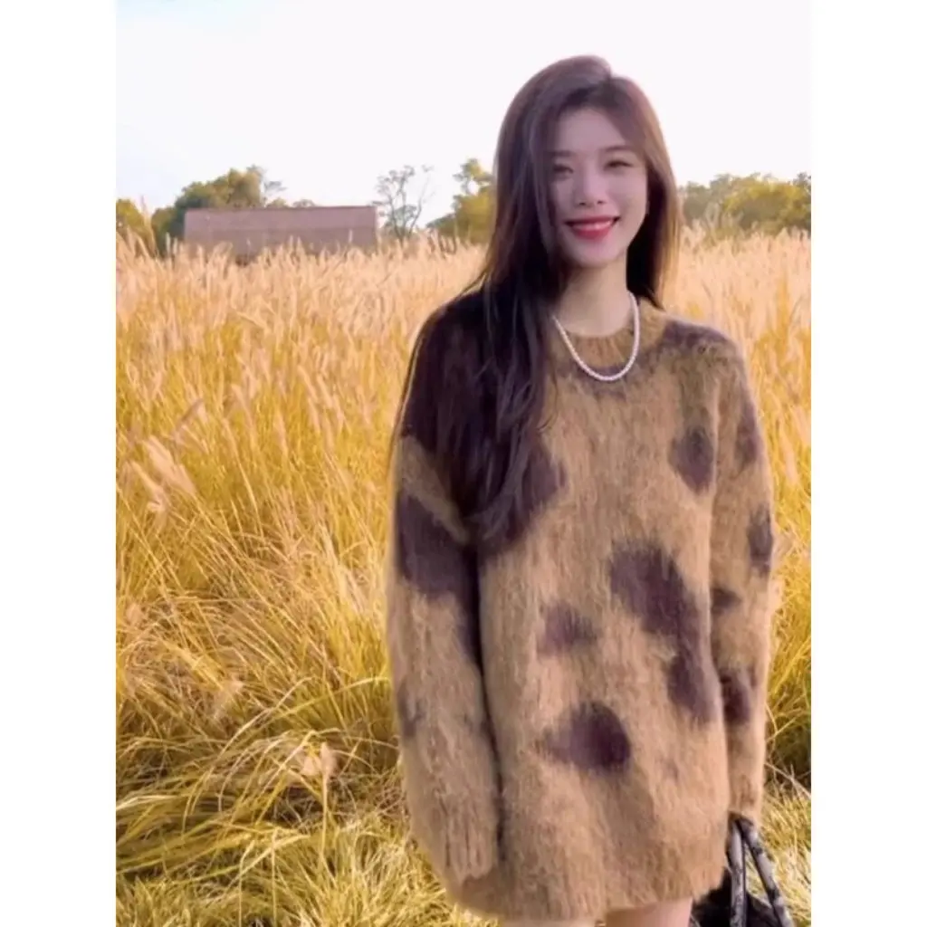 Женский пуловер с длинными рукавами, свитер в корейском стиле, высококачественный молочный фуфу, ленивый модный осенне-зимний топ