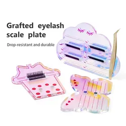 1Pcs Colorful Acrylic Eyelash Extension Holder Pallet Storage Cup Box Butterfly Cloud Shape Lash Holder With Scale