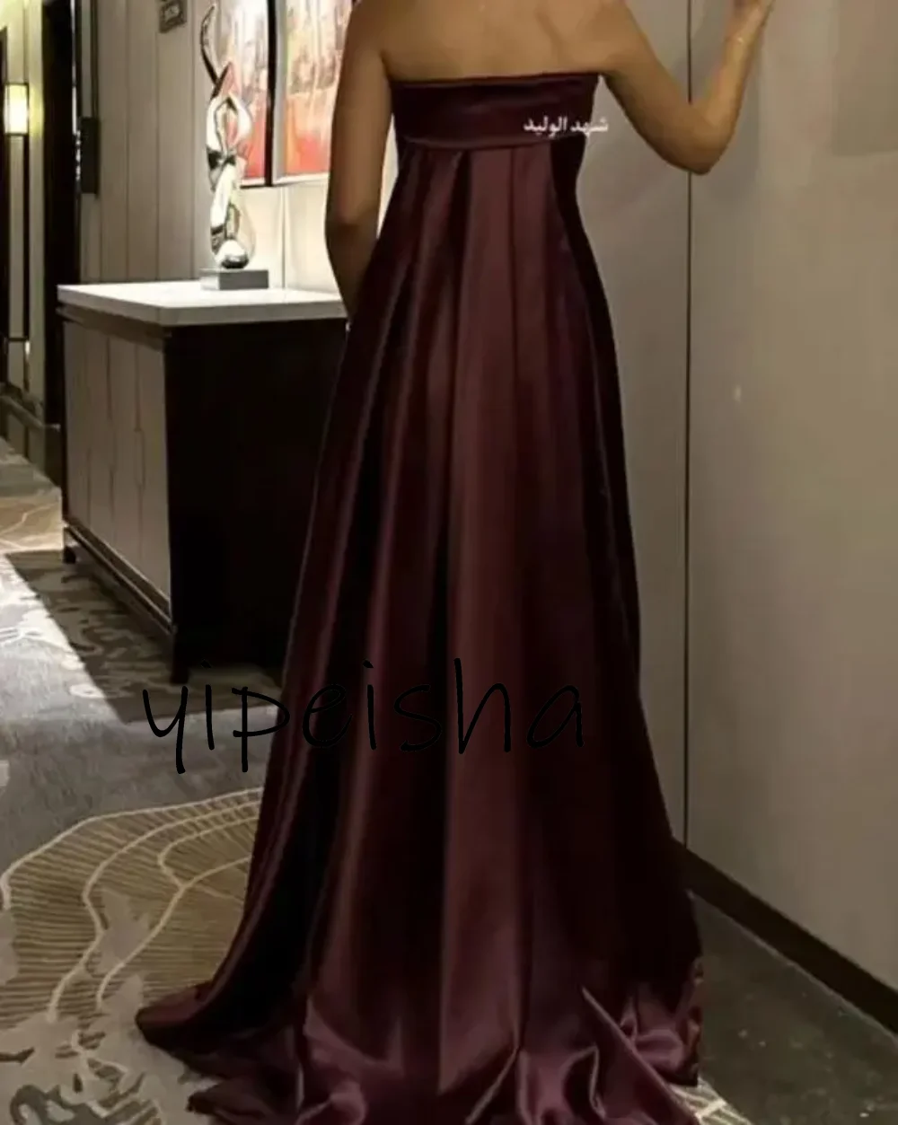 Yipeisha Sexy Simple Elegant Prom Dresses Big Bow Formal Sleevesless Evening Dresses Wedding Party Gowns