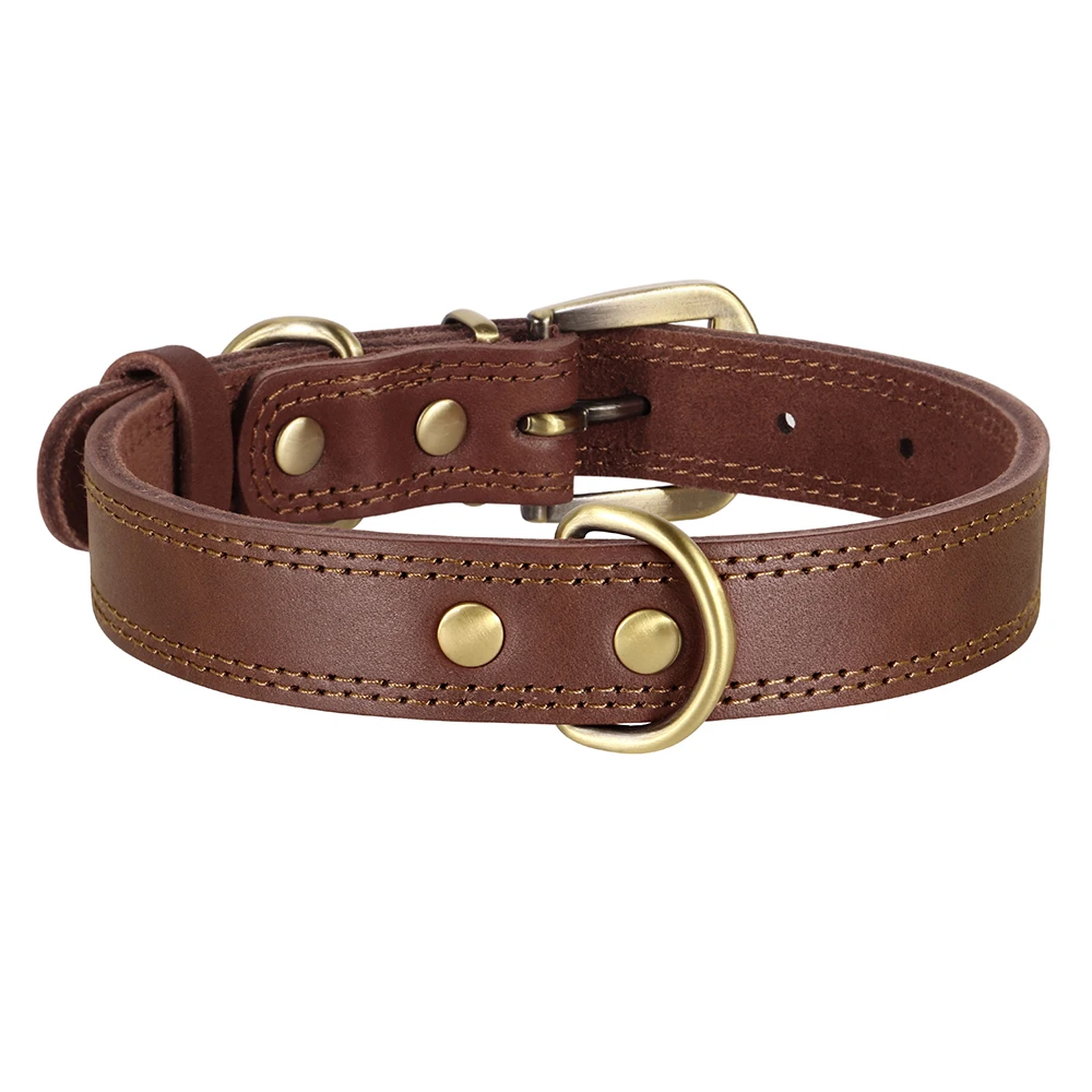 Echtes Leder-Hundehalsband, Langlebiges Welpenhalsband, Echtes Leder-Haustier-Halsband, Verstellbar für Kleine, Mittlere und Große Hunde, Pitbull – Detail 7