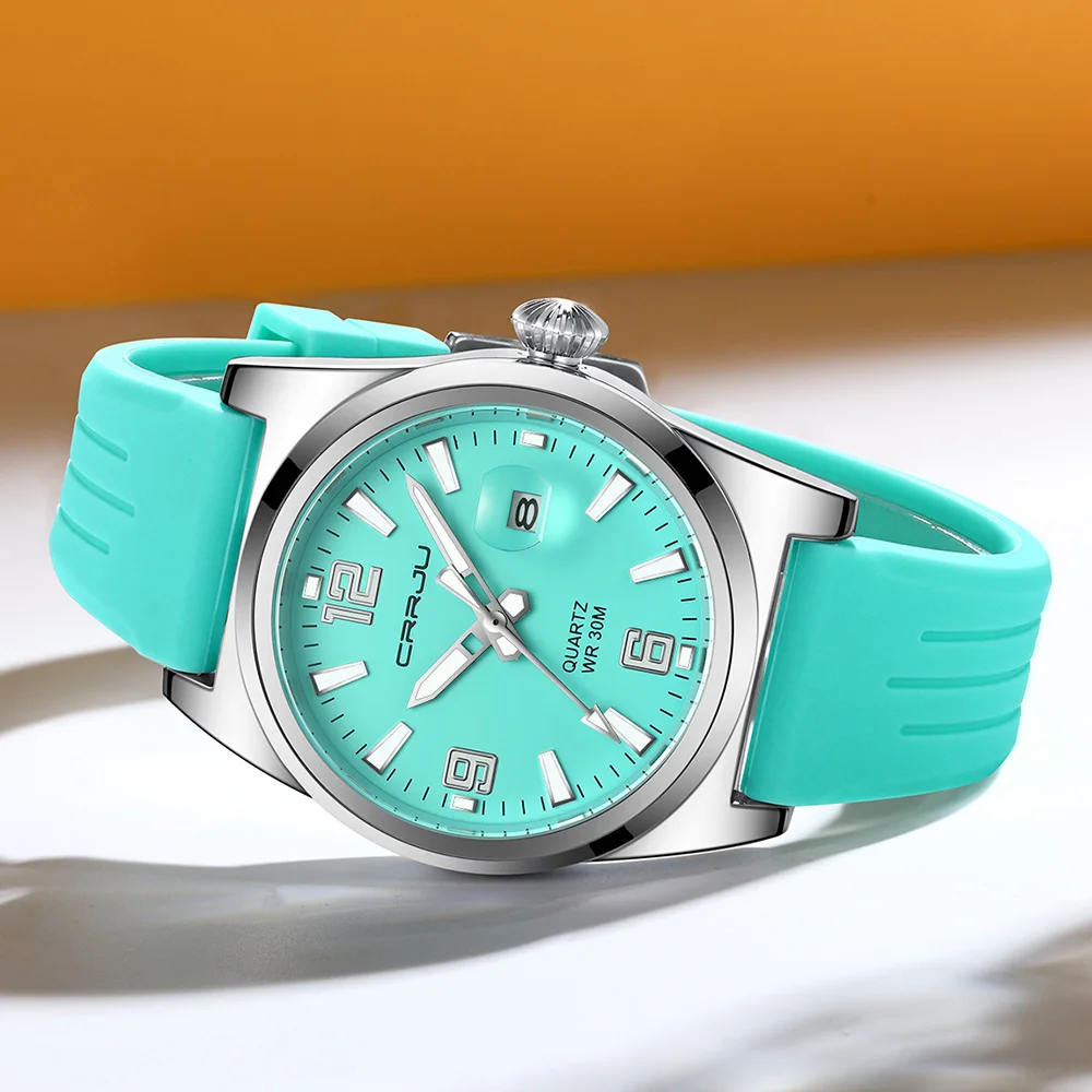 CRRJU Casual Quartz Wristwatch Fashion Waterproof Men\'s Watches Sport Silicone Strap Male Luminous Clock Relogio Masculino