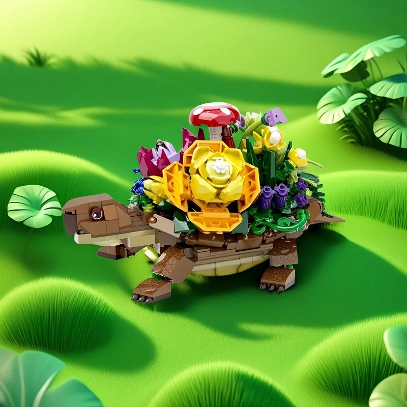 

477PCS building block toy turtle flower model, desktop display and home education game collection DIY holiday gift (no box)