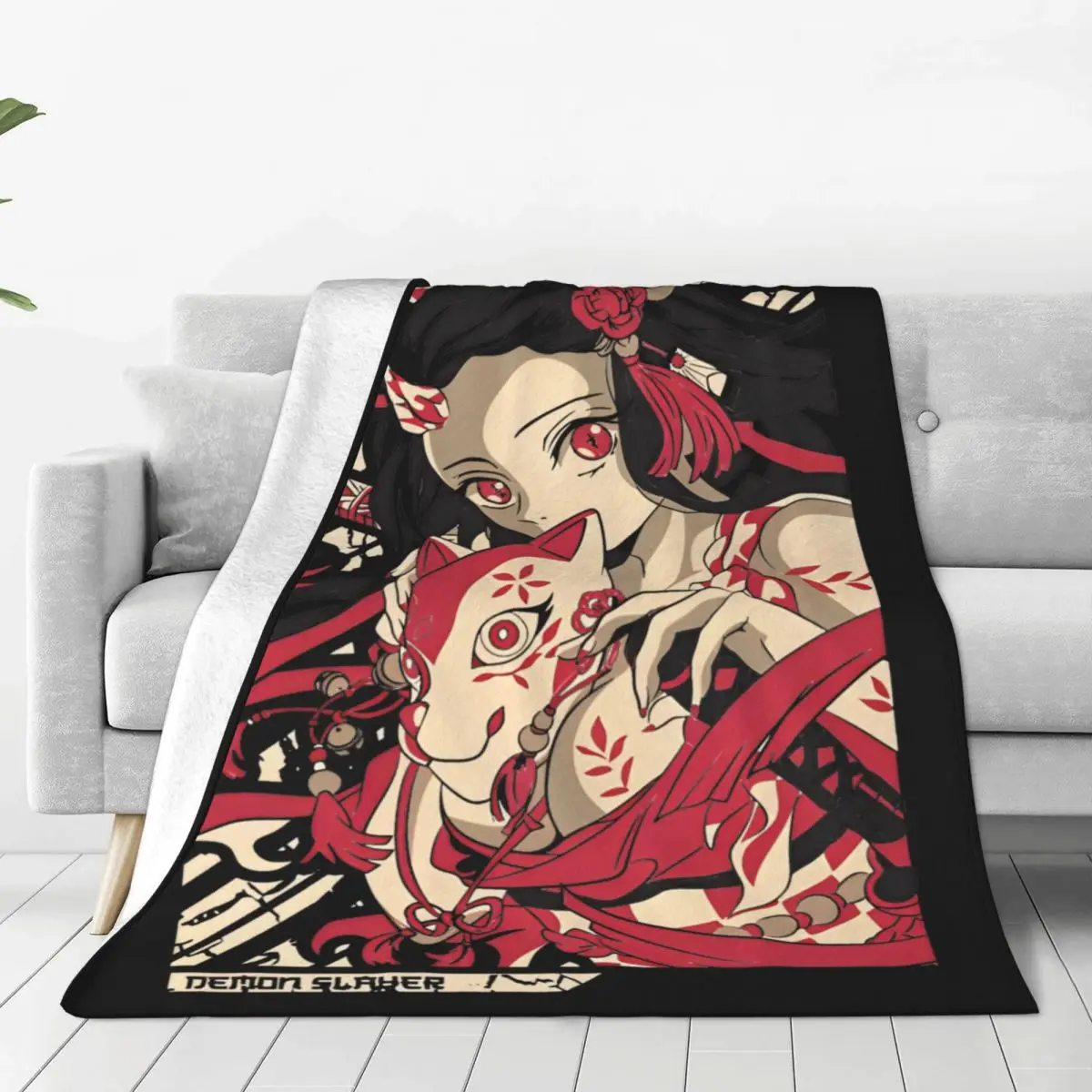 Nezuko Kamado Blanket Airplane Travel Flannel Throw Blanket For Bedroom Warm Design Quality Bedspread Gift Idea