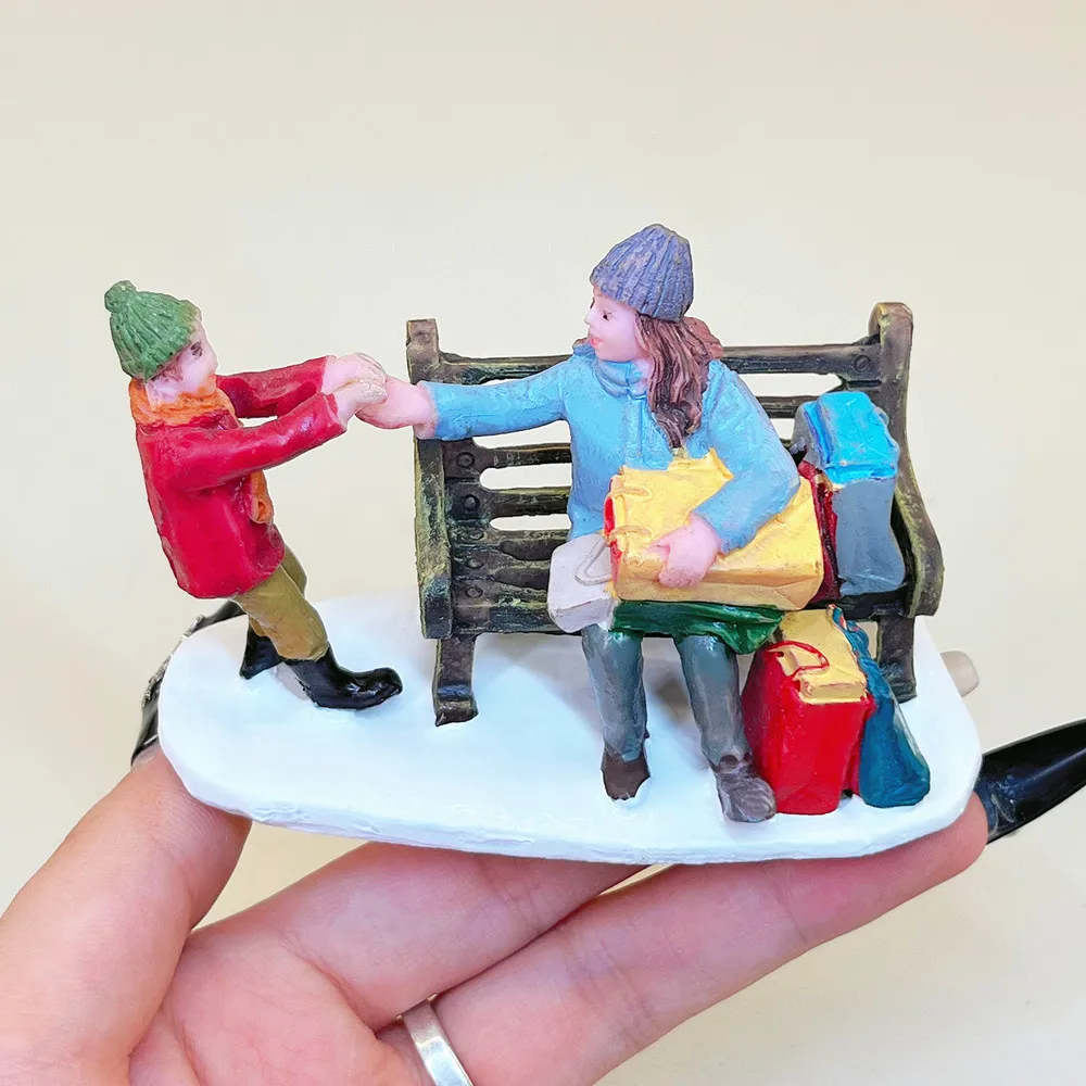 European Countryside Village Mini Resin Scene Figurines, Daily Life Diorama Landscape Decor