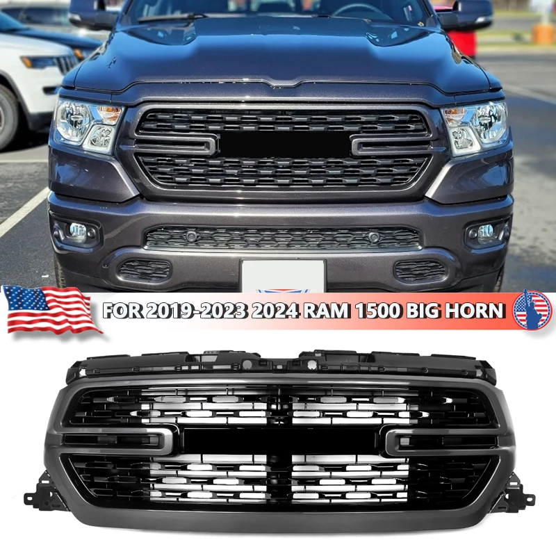 SAIQINGSP Big Horn Style Racing Grills Front Bumper Radiator Grille For RAM 1500 2019 2020 2021 2022 2023 2024 Car Accessories