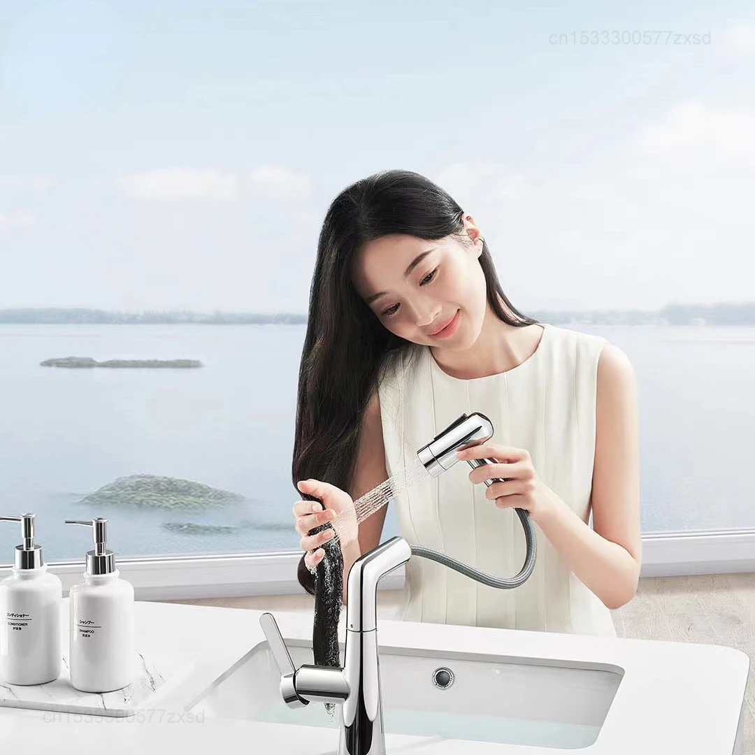 Xiaomi Mijia ดึงอ่างล้างหน้าก๊อกน้ำ S1 Splash-Proof Silent แรงดันก๊อกน้ำ38ซม.กว้างดึง720 ° Universal หมุน