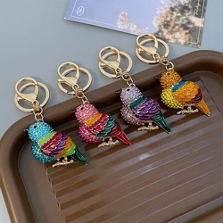 French Oil Painting Bird Handicraft Keychain Women's Luxury Bag Pendant Travel Souvenirs Gifts