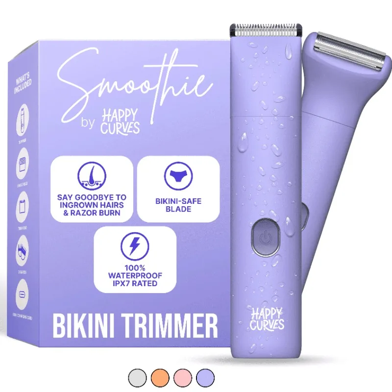 

Триммер для бикини HAPPY CURVES Smoothie, водонепроницаемая электрическая бритва для женщин (ягодный)