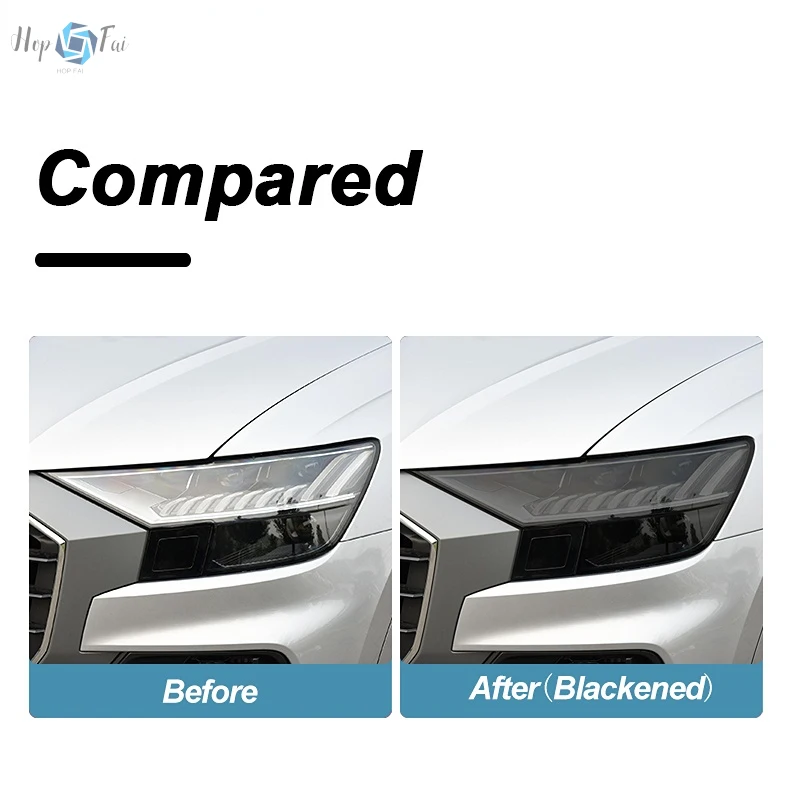 2 Pcs Car Headlight Protective Film Smoke Black Tint Wrap Vinyl Transparent TPU Sticker For Audi Q8 SQ8 RSQ8 2019 2020 2021 2022