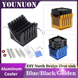 1 adet siyah soğutucu DIY kuzey köprüsü isı emici soğutucu 40mm Fan 12V 40x40x10mm 40x40x20mm soğutma fanı