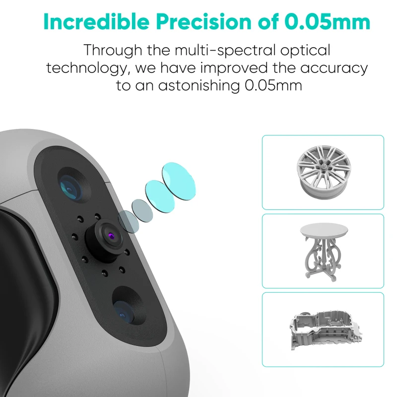 3DMakerpro Mole (Luxury) Handheld 3D Scanner for 3D Printer 0.05mm Accuracy & 0.1mm Resolution 10FPS Scanning Scan 15-1500mm