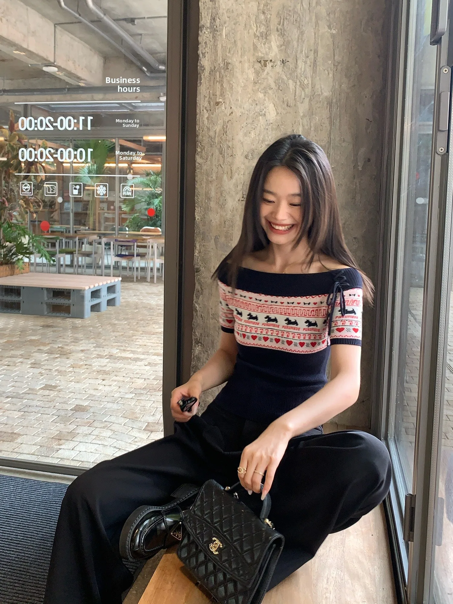 Pusumede Women's Knitted Short Sleeve Top Shoulder Baring Bouclé Slim Fit T-Shirt Casual Summer Fashion Polyester Blend