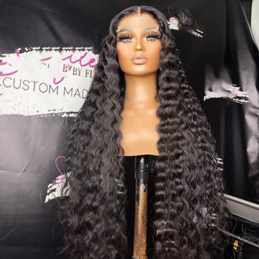 

13X4 Deep Curly Lace Front Wig Synthetic Lace Frontal Wig Pre Plucked with Baby Hair Straight Wavy Natural Black Kinky Curly Wig