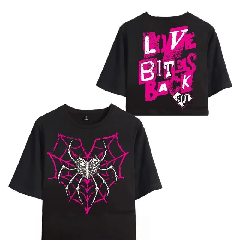 2025-26 Sommer Schwarz AJ Lee Love Bites Zurück Gedruckt Mode Lässig männer 100% Baumwolle T-shirt Hohe Qualität y2k T Lose