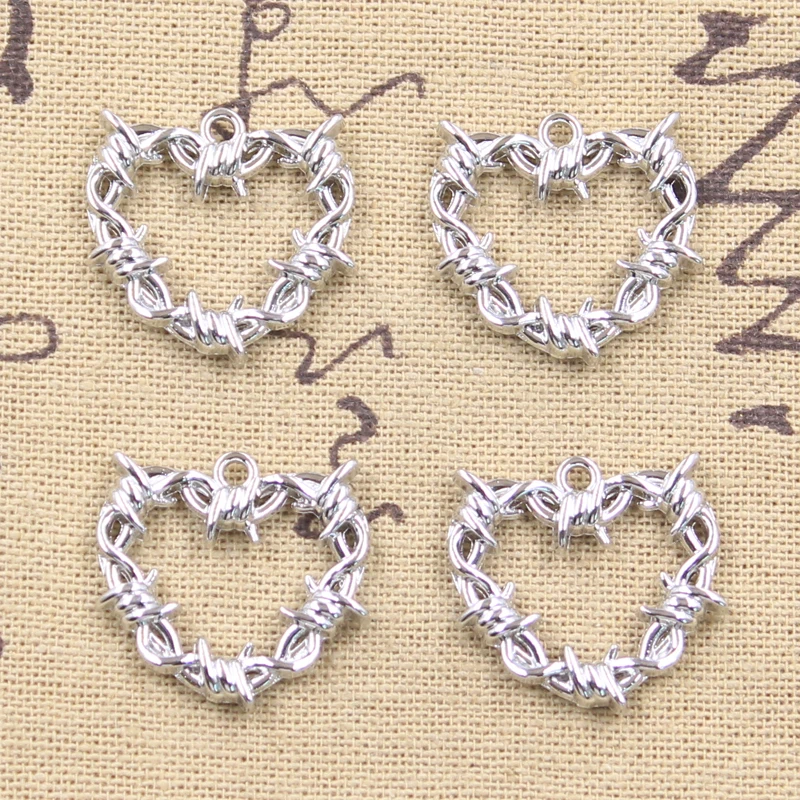 10pcs Charms Bramble Heart Thorn 21x23mm Tibetan Silver Color Pendants Antique Jewelry Making DIY Handmade Craft