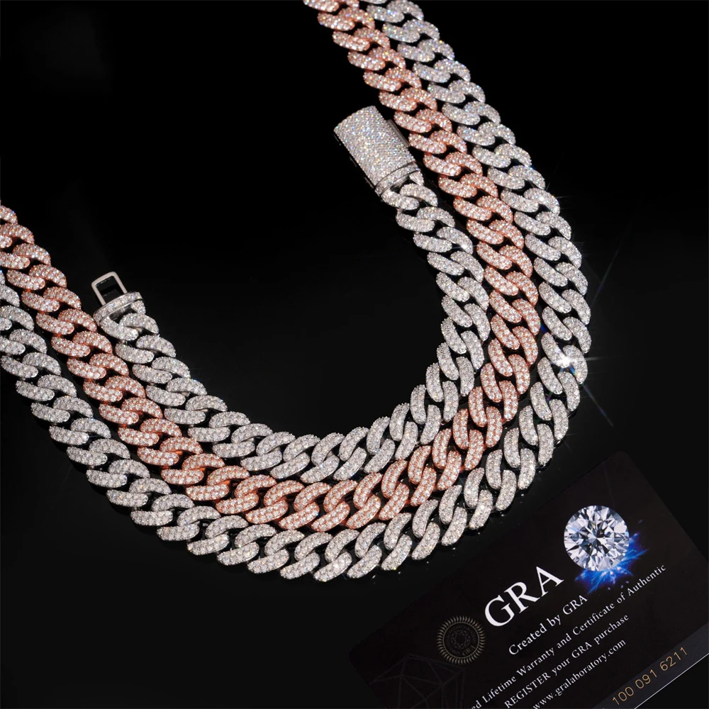 13mm Icedminer Bubble Moissanite Cuban Link Chain Iced Out Necklaces For Men S925 Silver Choker Pass Tester Hip Hop Jewelry view 5
