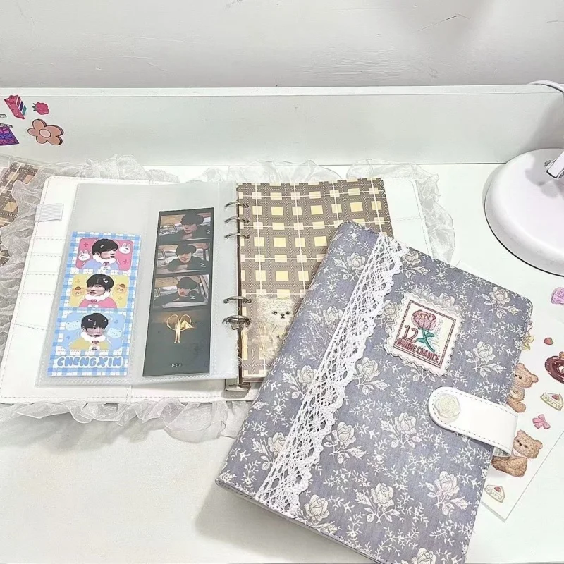 A5 Cute Girl Binder Photo Album Collect Book Kawaii Bow Loose-leaf Photocards Kpop Idol Card Storage Book School Stationery