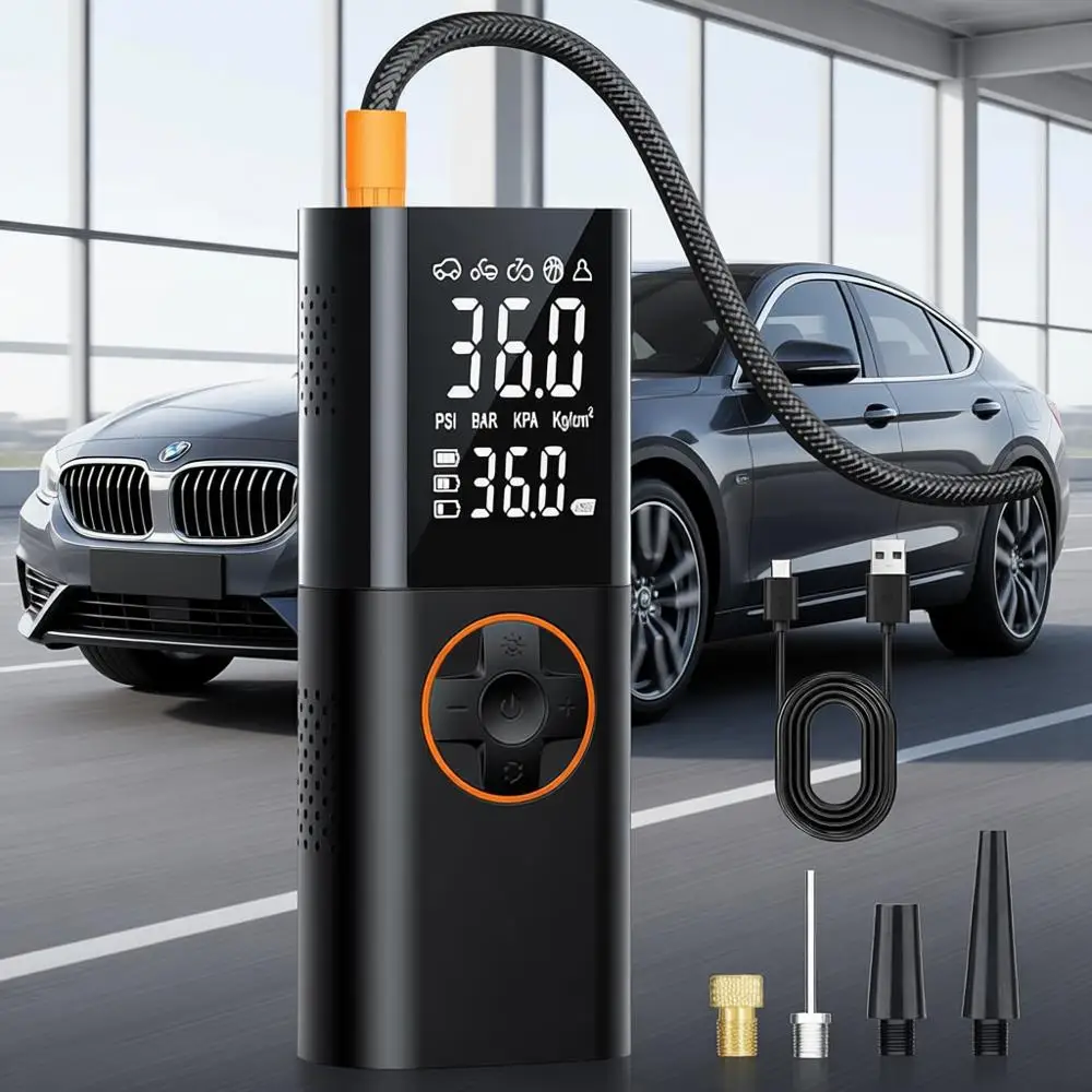 

Portable Air Compressor - 150PSI Fast Cordless Air Pump for Car Tires, Rechargeable Bike Tire Pump with Digital Pressure Gauge,