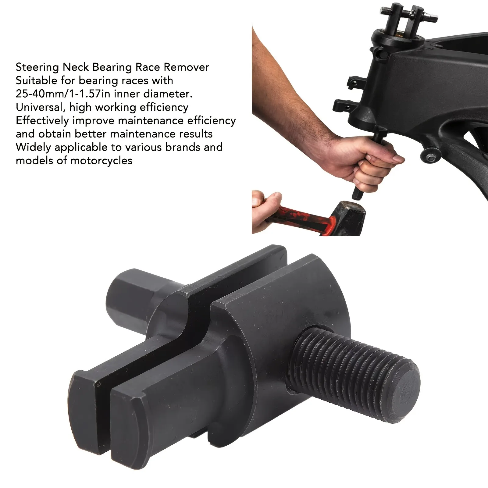 دراجة نارية توجيه الرقبة تحمل سباق مزيل مجتذب 25 إلى 40 مللي متر معرف. أداة إزالة سباقات المحمل للدراجة النارية العالمية 2027