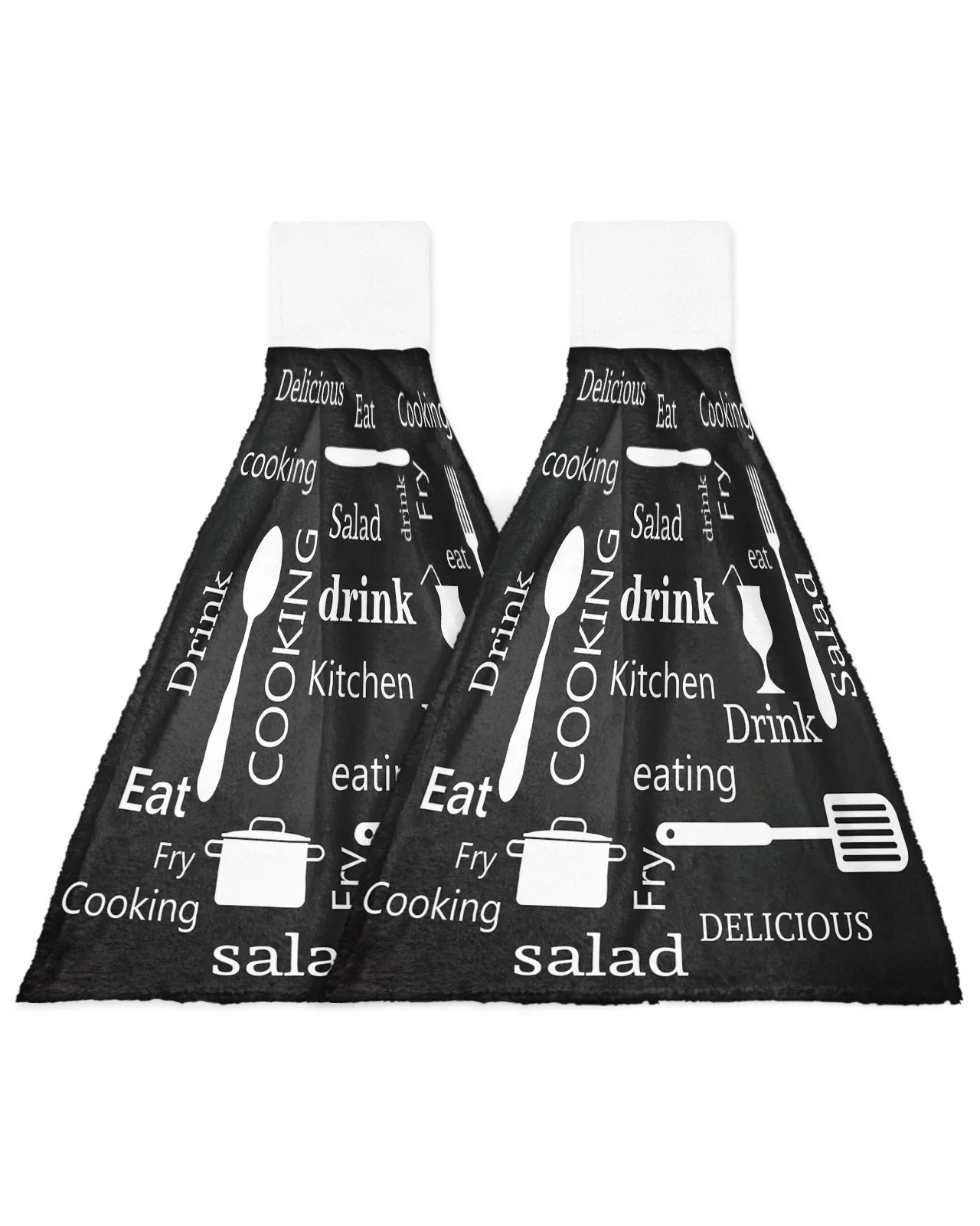 Kitchen Text Knife And Fork Bathroom Hand Towel Kitchen Tools Absorbent Hand Towels Custom Hanging Wipe Towel Soft Hand Cloth