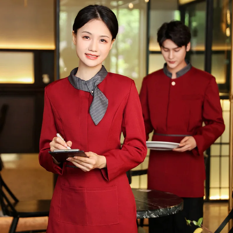 Dining Waiter Workwear Women's Long-Sleeved High-End Hotel Chinese Style Restaurant Ding Room Tea House Front Hall Autumn and Wi