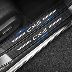 Car Threshold Tape Door Sill Protection Trim for Mazda CX3 CX-3 Logo Carbon Fiber Trunk Door Bumper Guard Anti Scratch Stickers