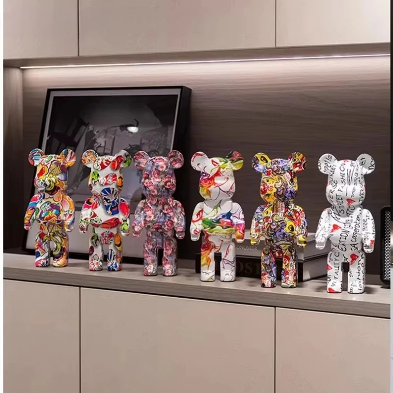 Graffiti Bear Decor Home Decoration Accessories Modern Style Desk Decor Living Room Decor Figurine Resin Christmas Gift