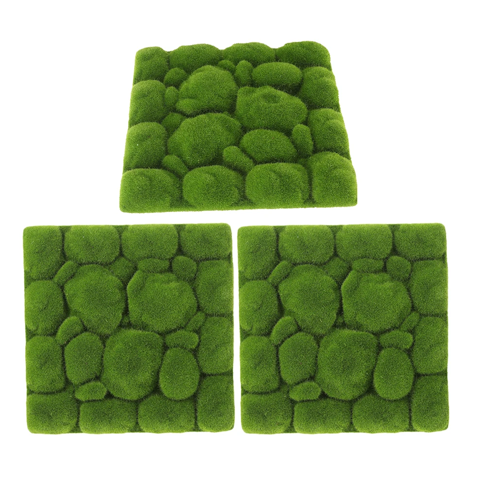 

3Pcs Artificial Moss Decor 30x30cm Simulation Foam Board Fake Panel Wall Decor DIY Home Background L Prop