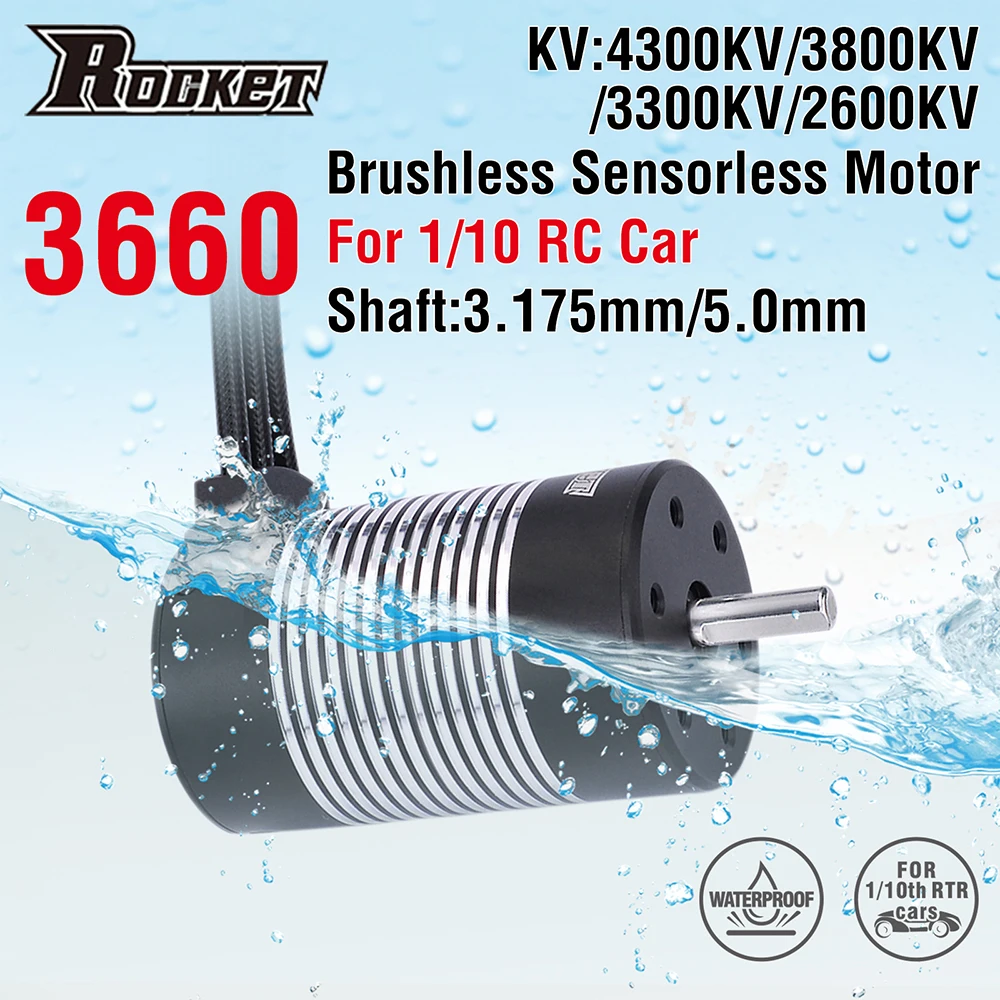 صاروخ 3660 مقاوم للماء بدون فرش محرك بدون مستشعر 4300KV 3800KV 3300KV 2600KV لسيارة 1/10 Tamiya GTR Traxxas HSP لكزس RC