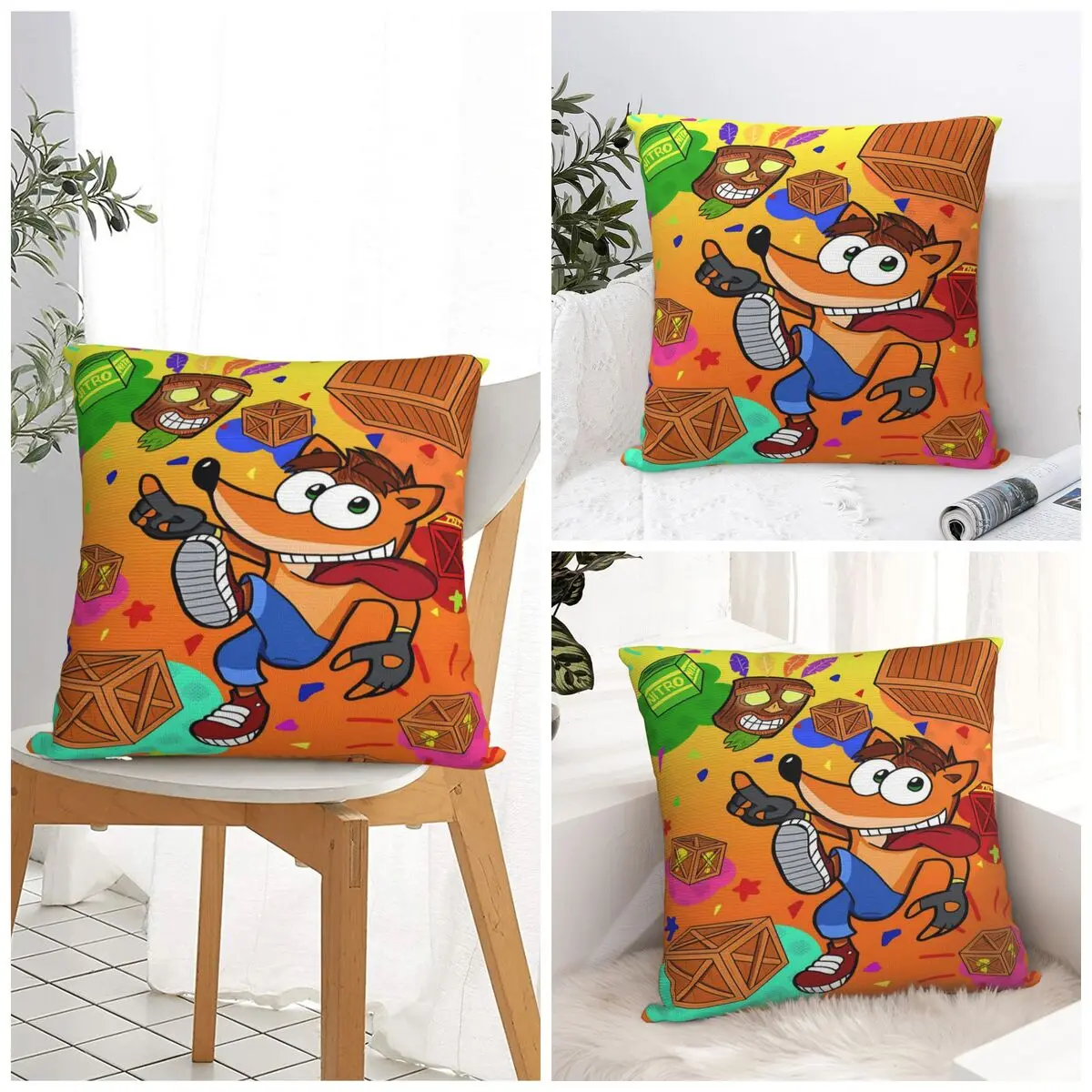 Pillow Case C-Crash B-Bandicoot Polyester Pillow Cover Fashion Cushion Cover Pattern Pillowcases For Office Car Home Decorative