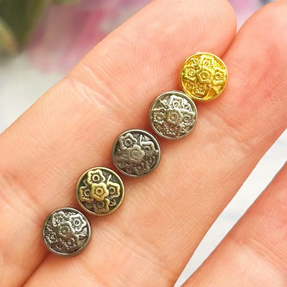 20PCS 7mm Mini Floral Button Buckle DIY Doll Coats Clothes Metal Buckles Pattern Decor Buckles for 1/6 Doll Clothing Accessories