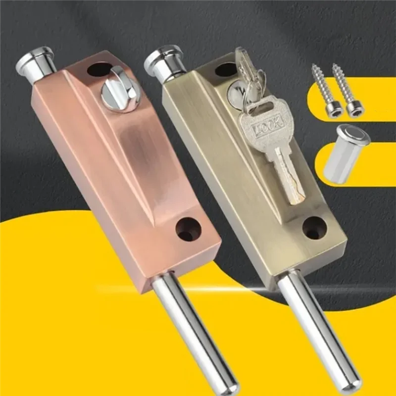 

A92Z Revolving Door Latch Door Frame Door Lock Double Door Spring Latch Anti-Theft Interlocking Home Hardware Decoration