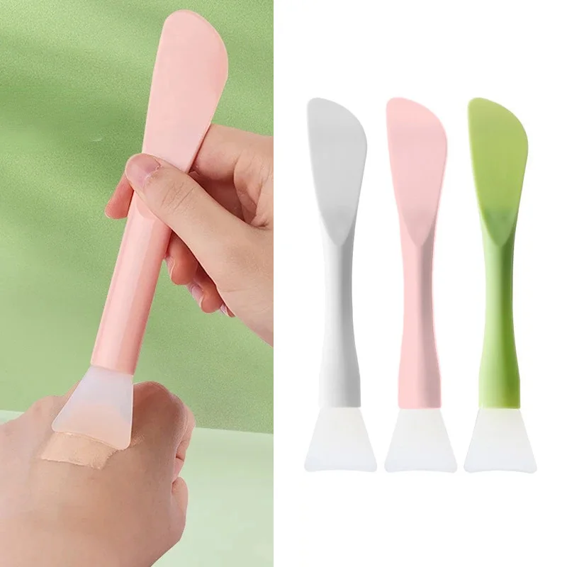 1 Uds. Cepillo de silicona para mascarilla Facial, cabezal suave con raspador, cepillo de película de barro integrado de doble uso, herramienta de belleza de ajuste de película DIY