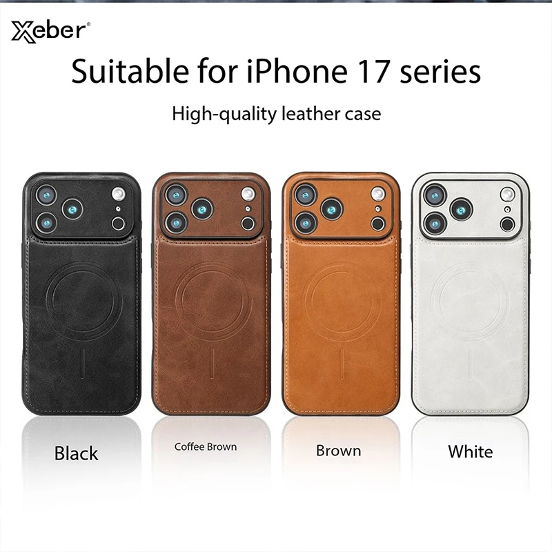 Für Magsafe Magnetische Leder Telefon Fall Für iPhone 17 16 13 15 14 12 Pro Max Plus 16e Air Drahtlose lade Stoßfest Abdeckung