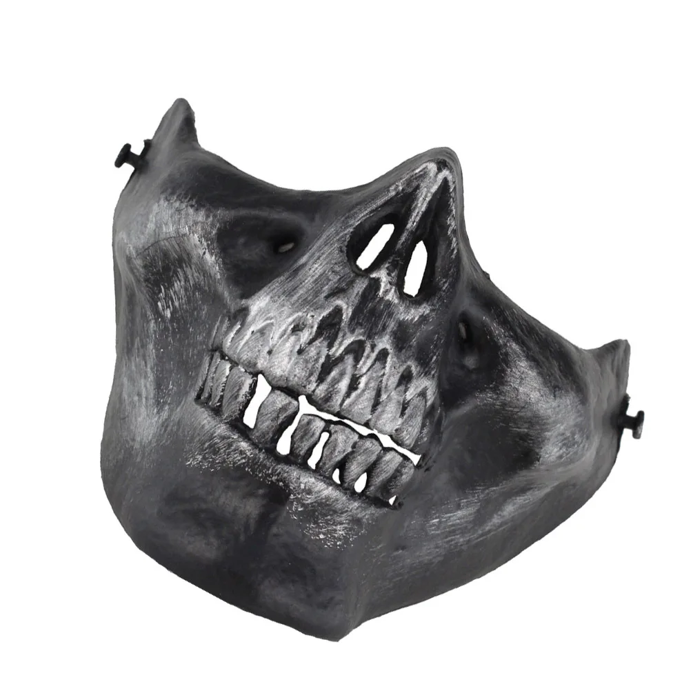 スカルハーフフェイスマスク シルバーグレー 快適な保護 アウトドア ハンティング マスカレード ハロウィンコスチューム